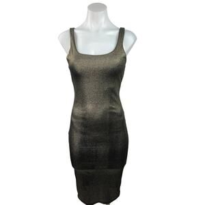 Lac Bleu Women's Black Sleeveless Square Neck Stretch Tank Bodycon Dress Size S